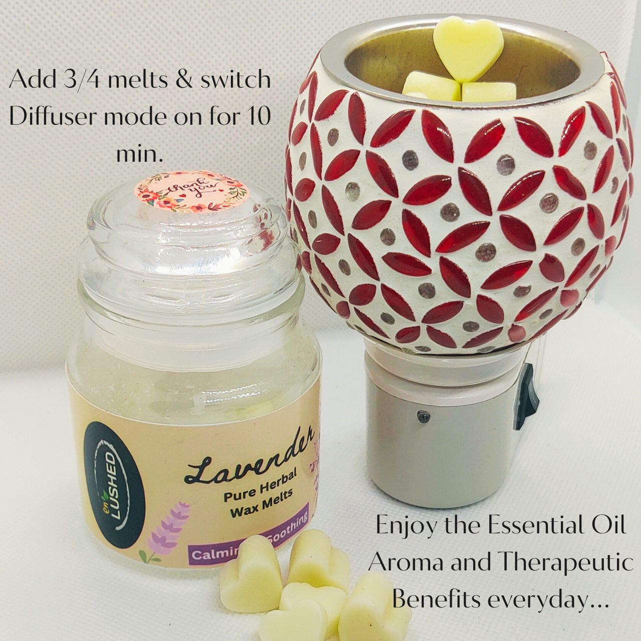 Wax Melts with Electric Diffuser Infused with Pure Essential Oils | Calming & Relaxing | Improve Sleep | Uplifts Mood
